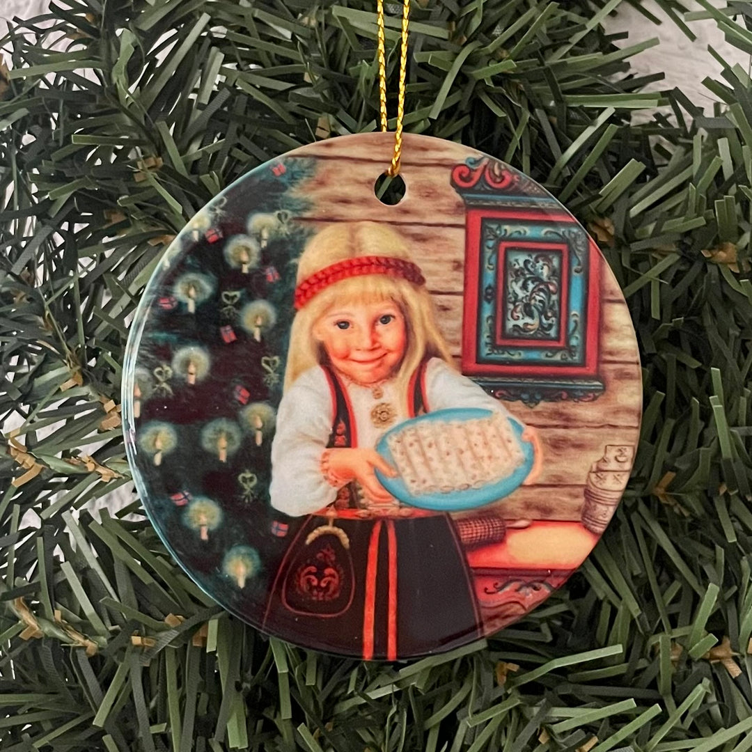 Ceramic Ornament, Suzanne Toftey  Lefse girl
