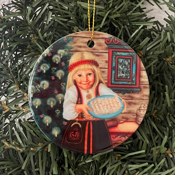 Ceramic Ornament, Suzanne Toftey  Lefse girl
