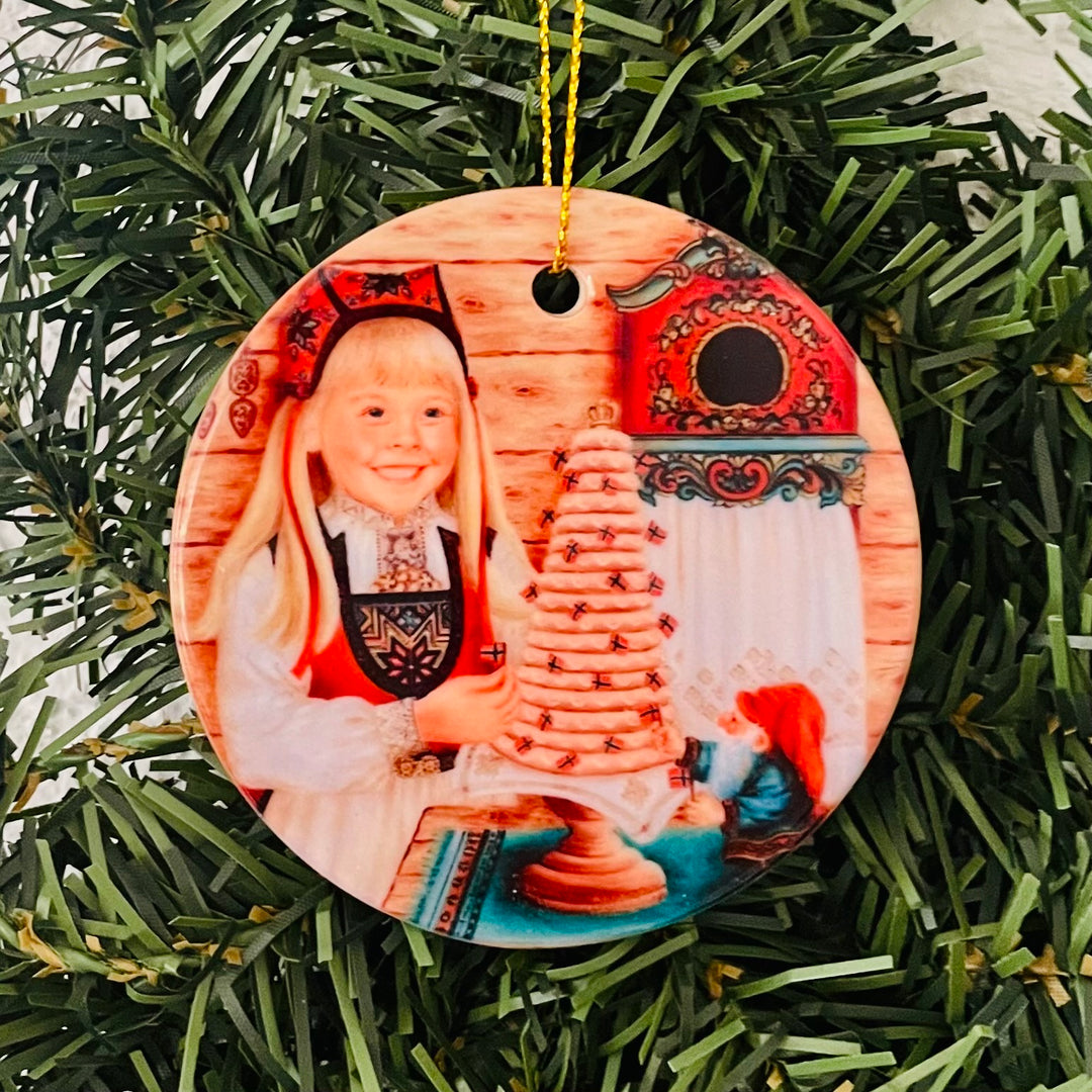 Ceramic Ornament, Suzanne Toftey Kransekake Girl