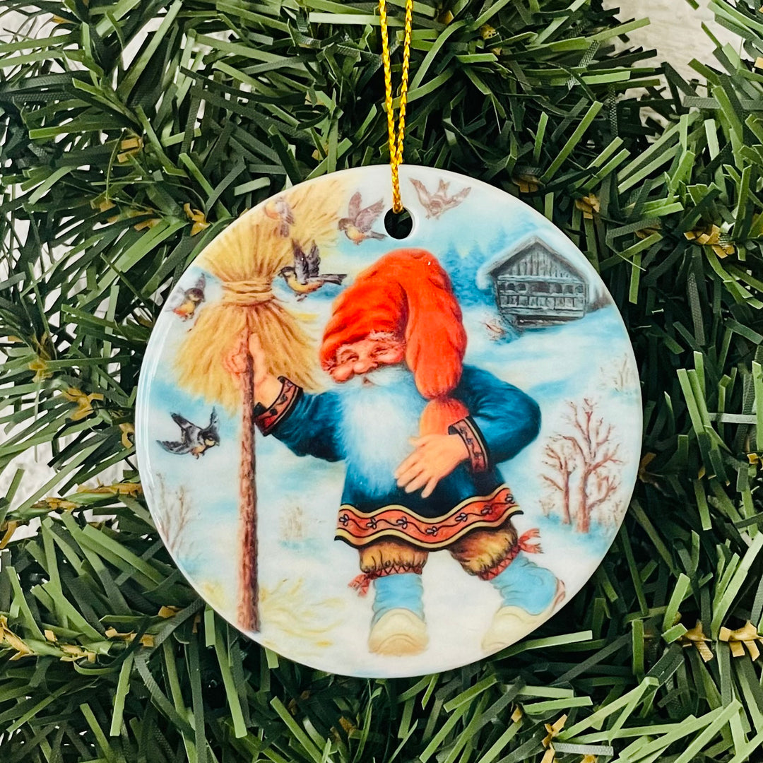 Ceramic Ornament, Suzanne Toftey Nisse with Jul Neg