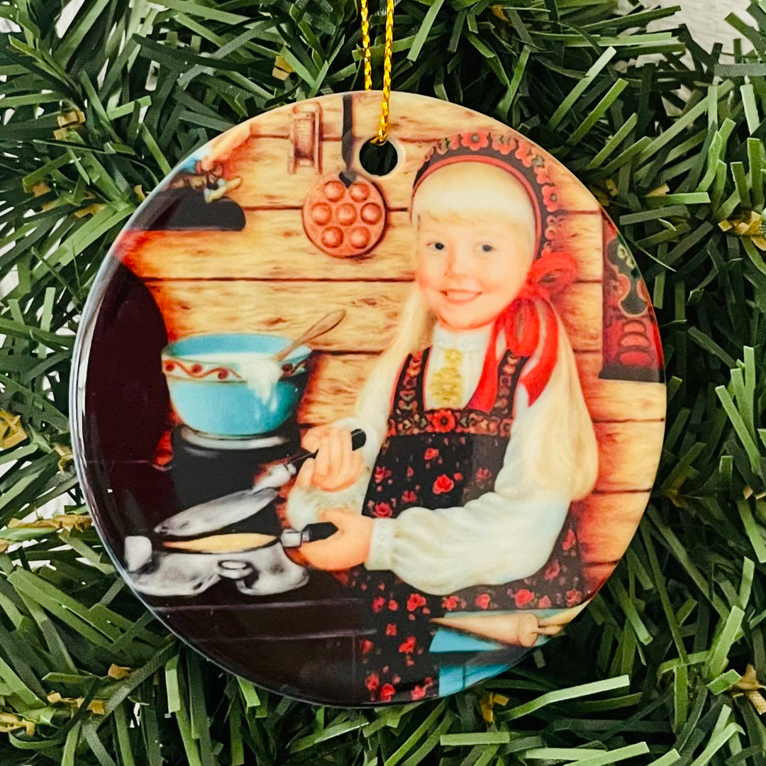 Ceramic Ornament, Suzanne Toftey Krumkake Girl