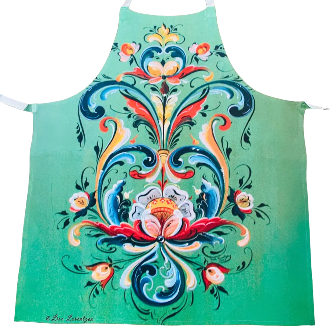 Apron - Lise Lorentzen Green Rosemaling