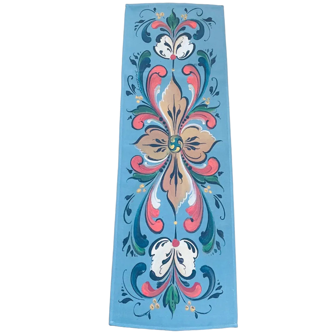 Lise Lorentzen Rosemaling Blue Table Runner
