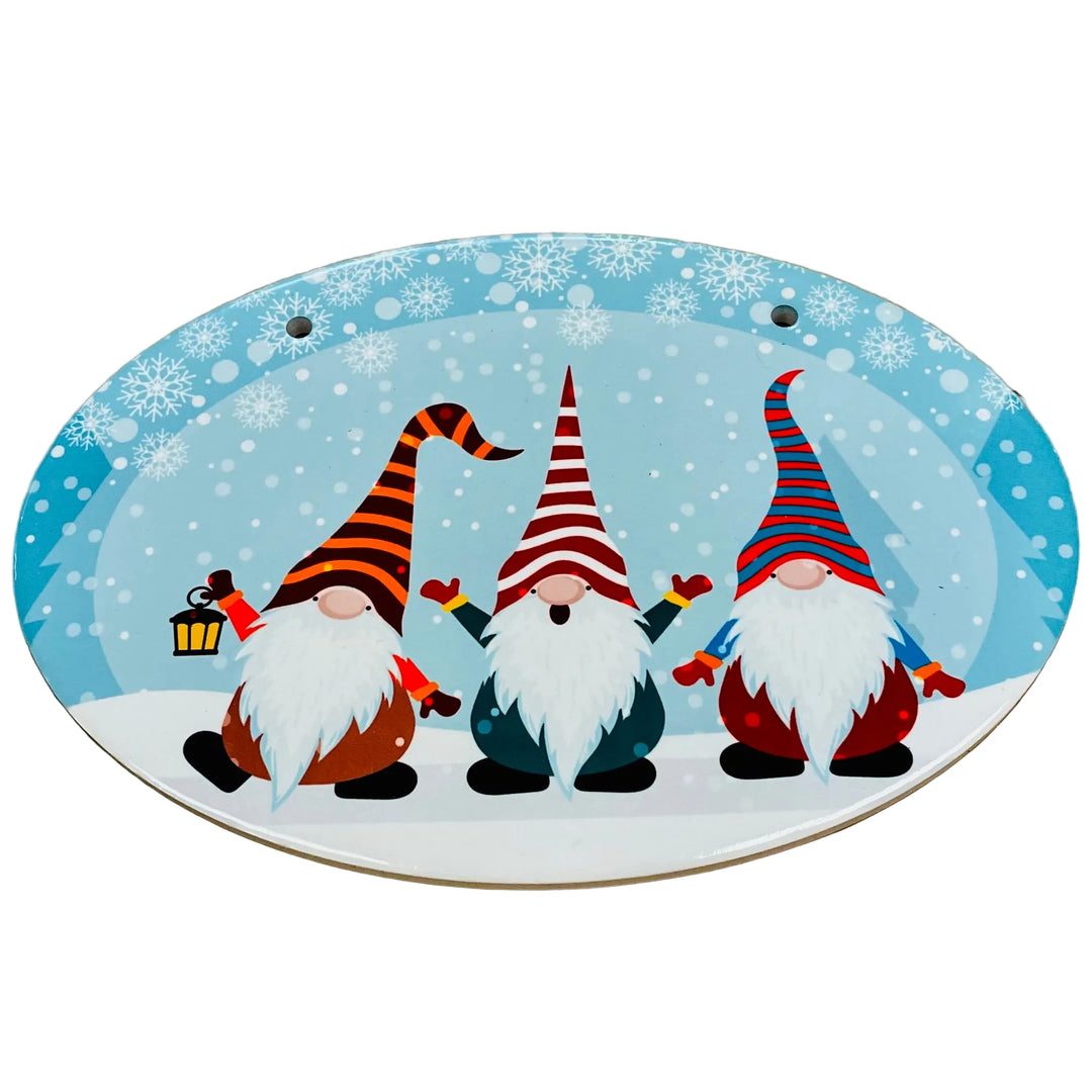 Oval Ceramic Sign - Three Gnomes