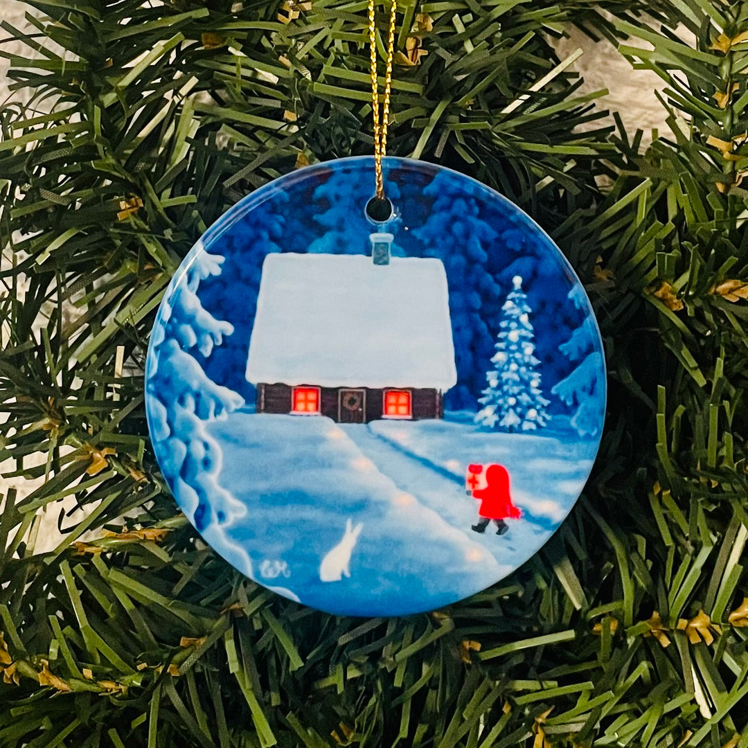 Ceramic Ornament, Eva Melhuish Tomte Bringing gift