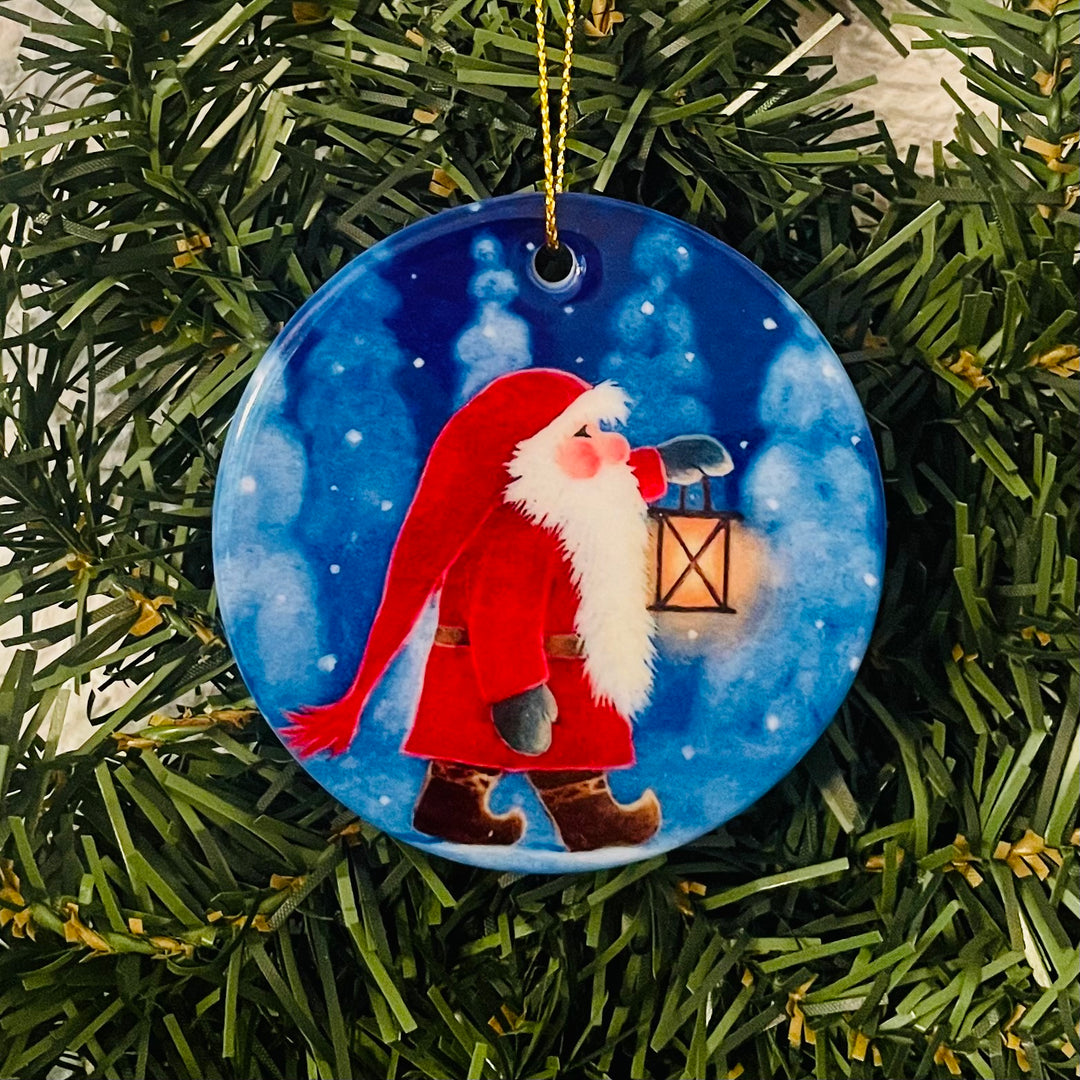 Ceramic Ornament, Eva Melhuish Tomte with Lantern