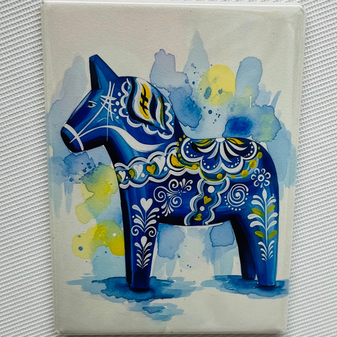 Rectangle Magnet, Watercolor Dala Horse