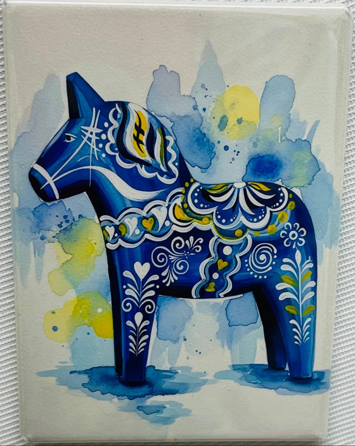 Rectangle Magnet, Watercolor Dala Horse