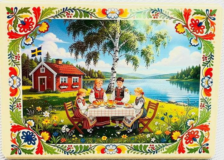 Rectangle Magnet, Swedish family at the Lake