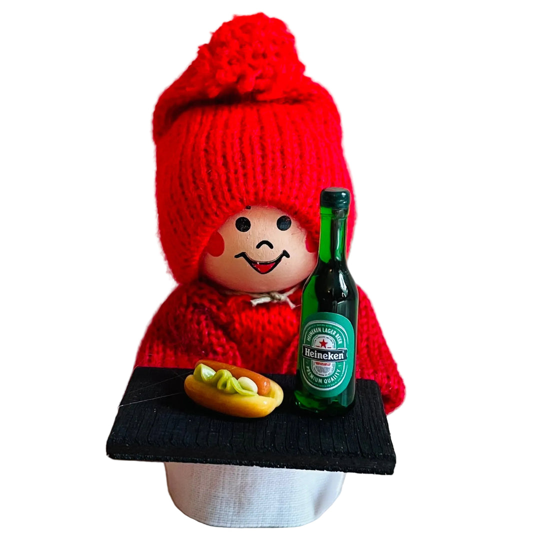 Swedish Tomte Boy with Hot Dog & Heineken