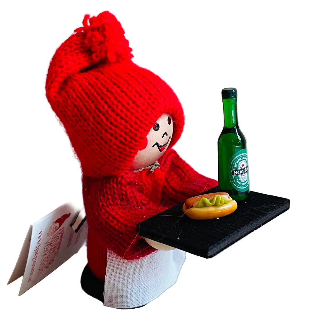Swedish Tomte Boy with Hot Dog & Heineken