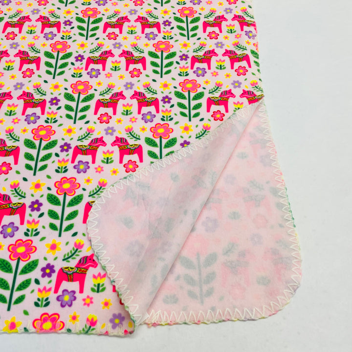 Fleece Baby Blanket - Dala horses