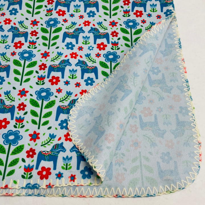 Fleece Baby Blanket - Dala horses