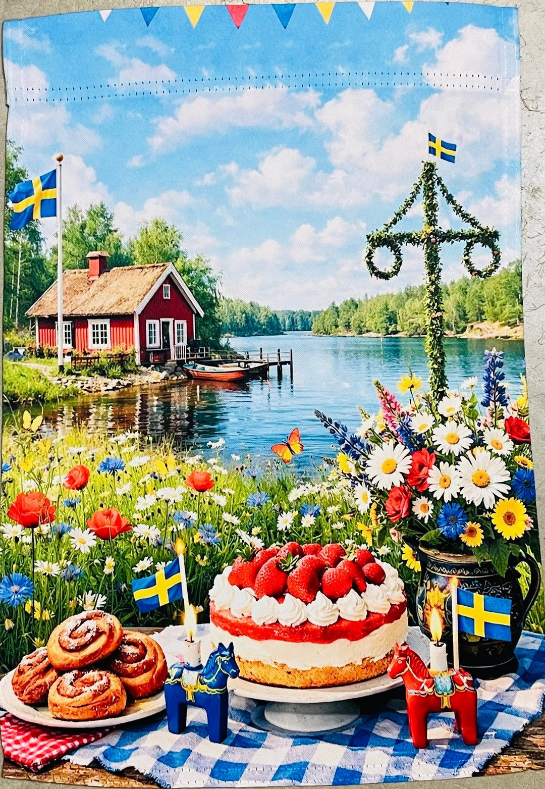 Swedish Midsummer Maypole Garden Flag