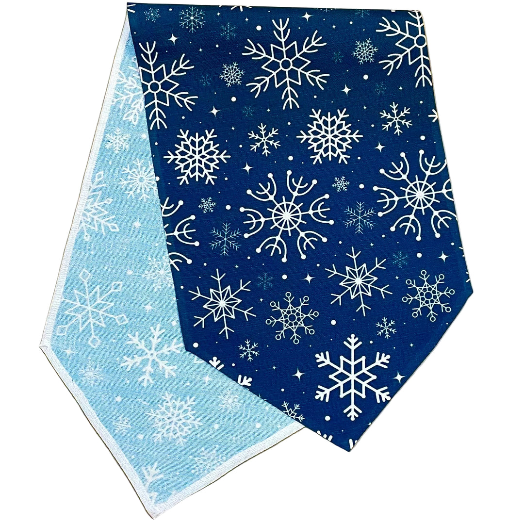 Nordic Snowflakes on Blue Table Runner