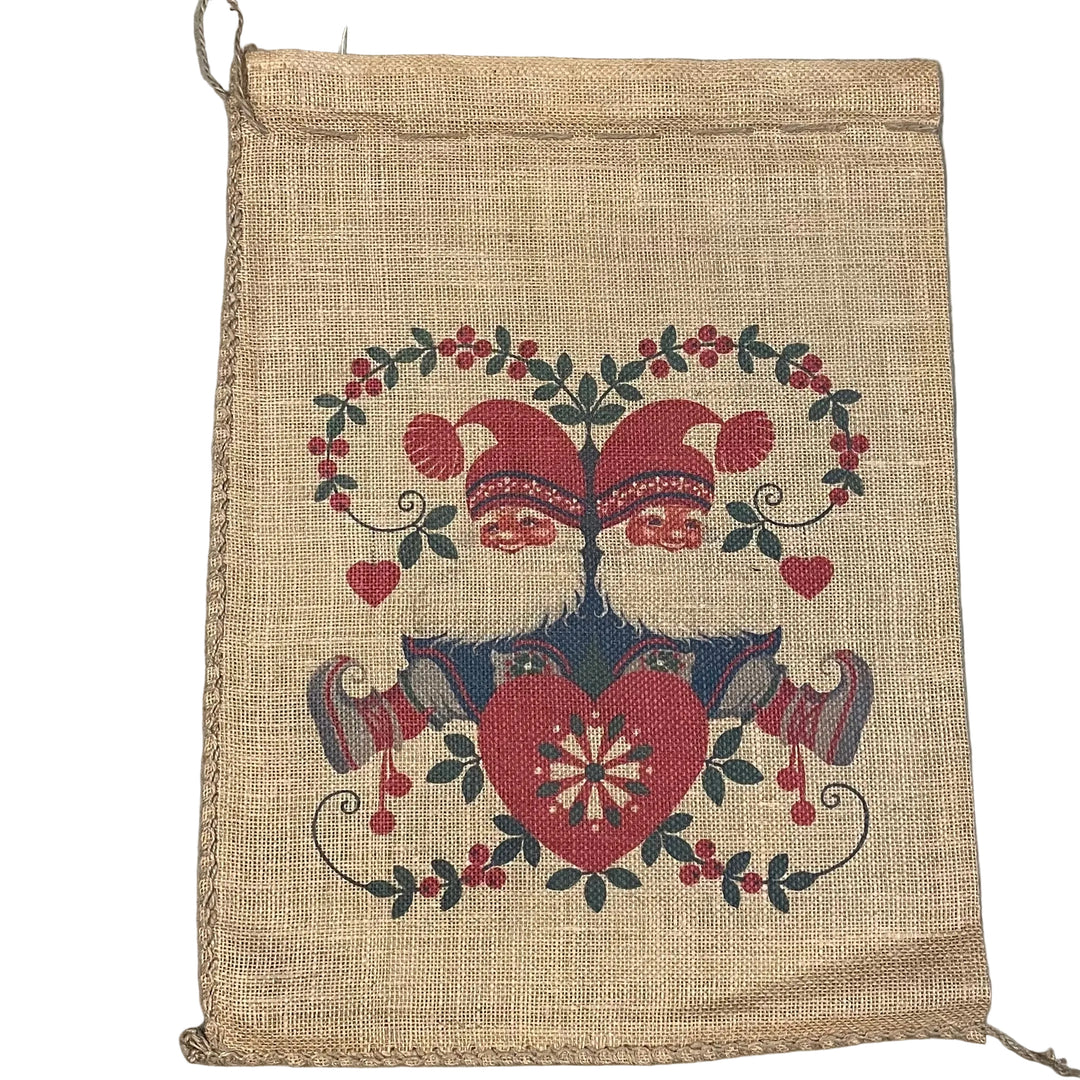 Burlap Gift Sack - Gnomes with Lapp boots