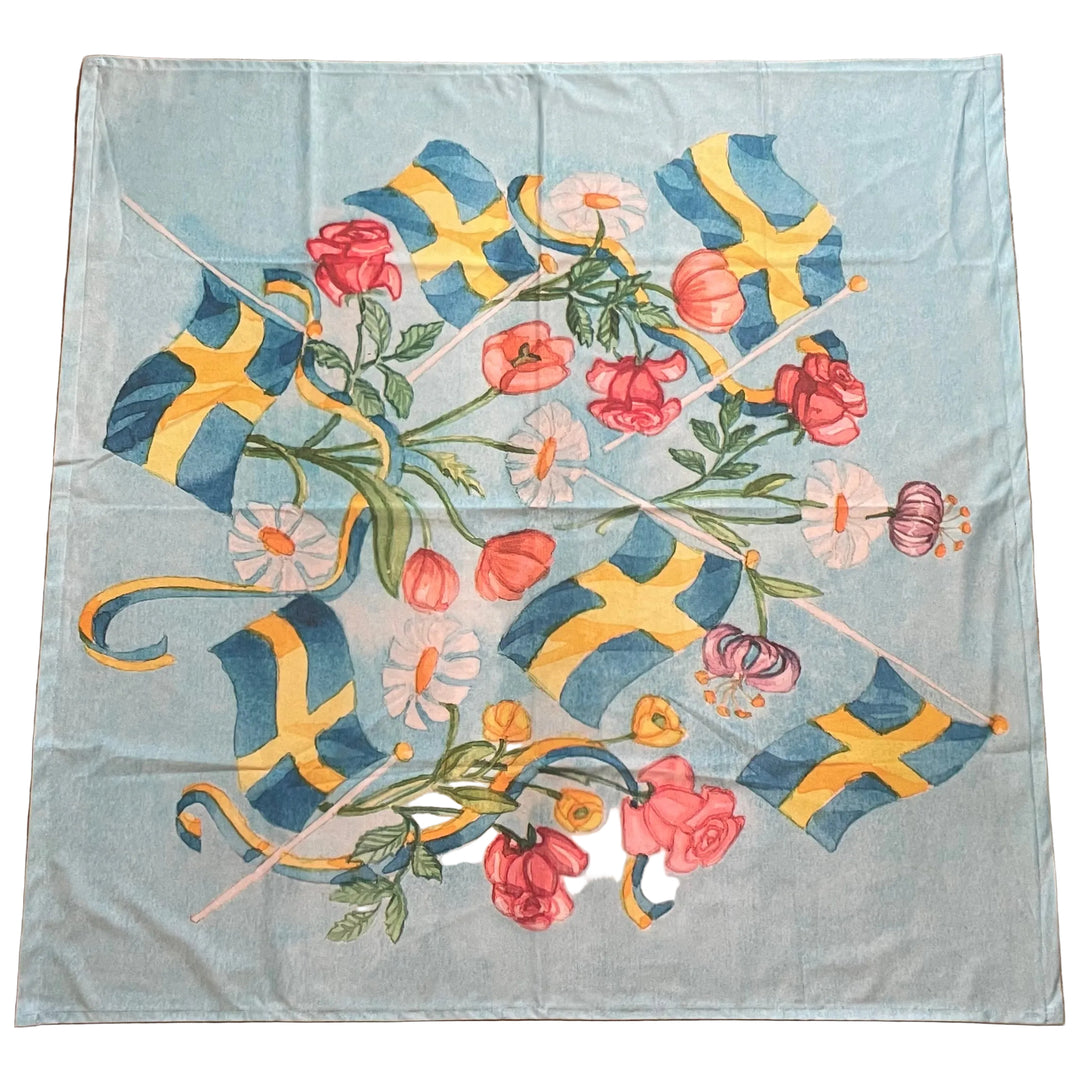 Sweden Flags & Flowers Tablecloth 41"