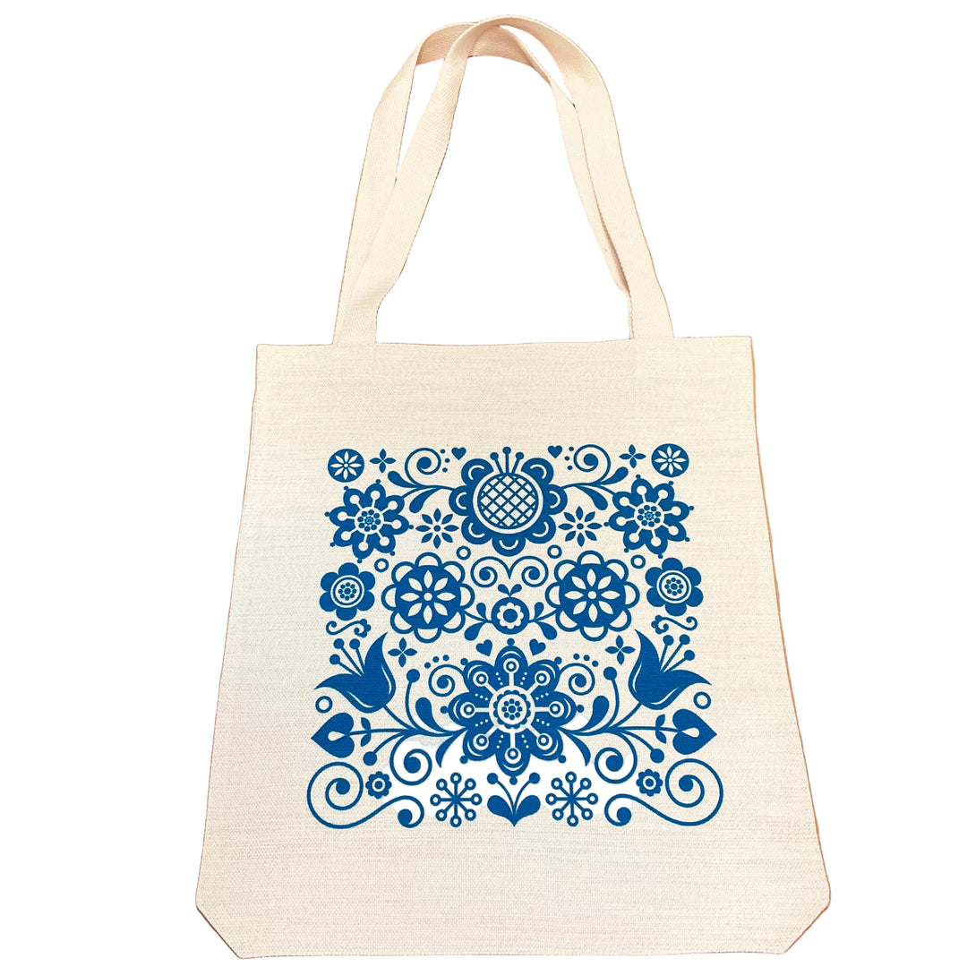 Linen look Tote bag Folk art