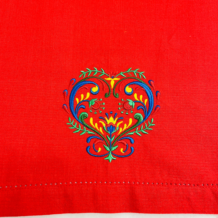 Folk Art Heart Embroidered on 36" Runner