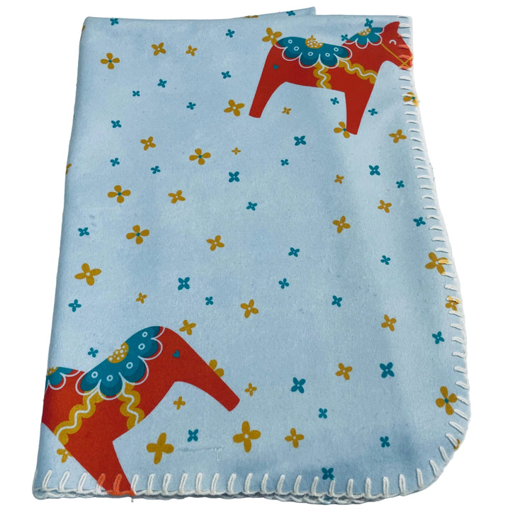 SALE Fleece Baby Blanket - Dala horses
