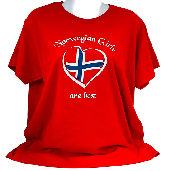 Norwegian Girls are Best on Red Ladies T-shirt