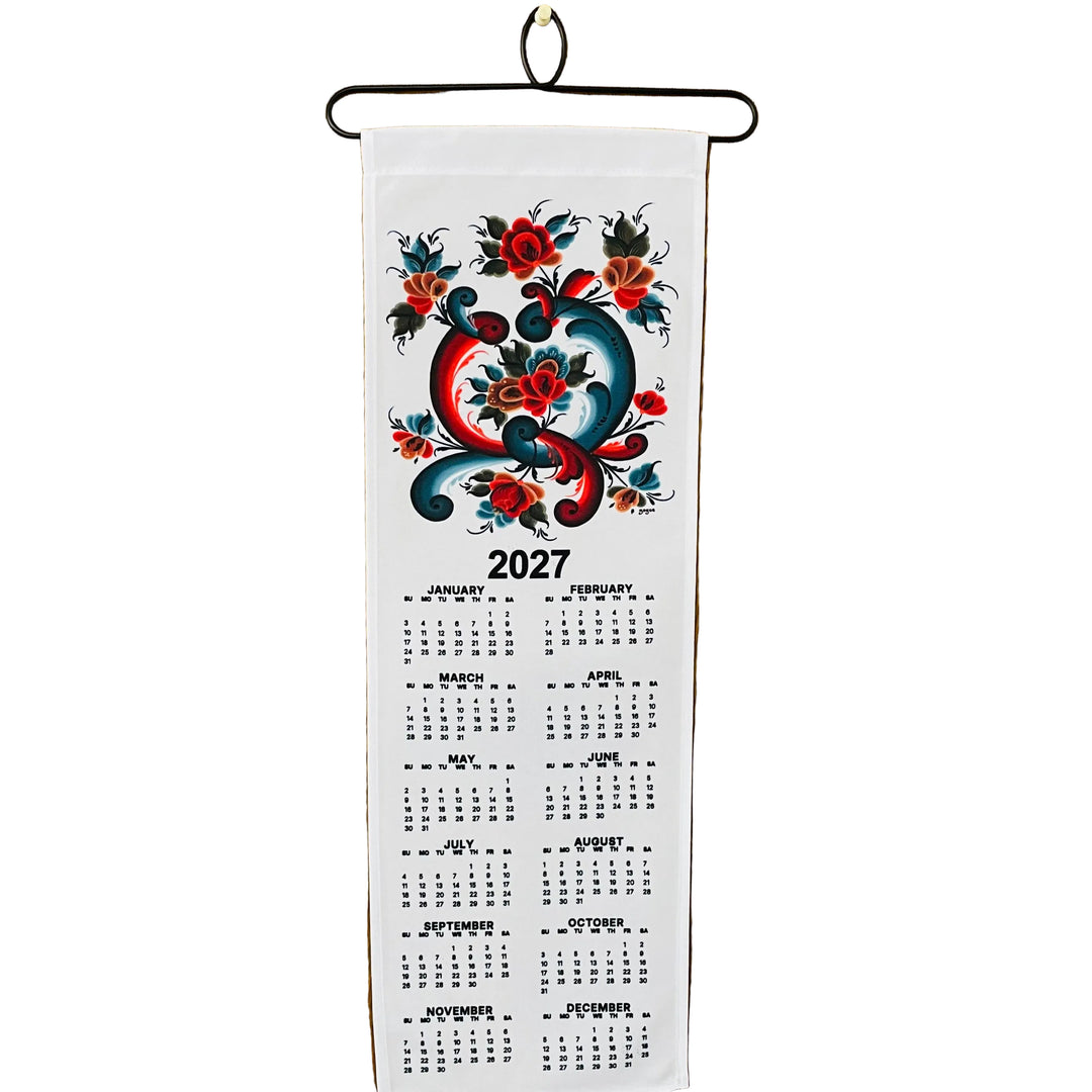 2027 Rosemaling Fabric Wall Hanging Calendar