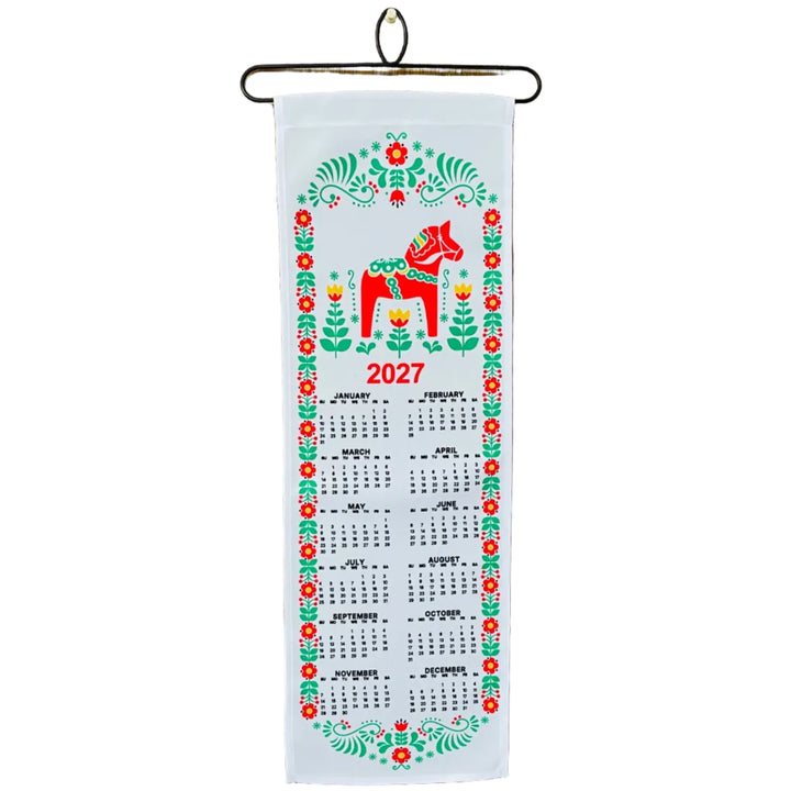 2027 Red Dala horse Fabric Wall Hanging Calendar