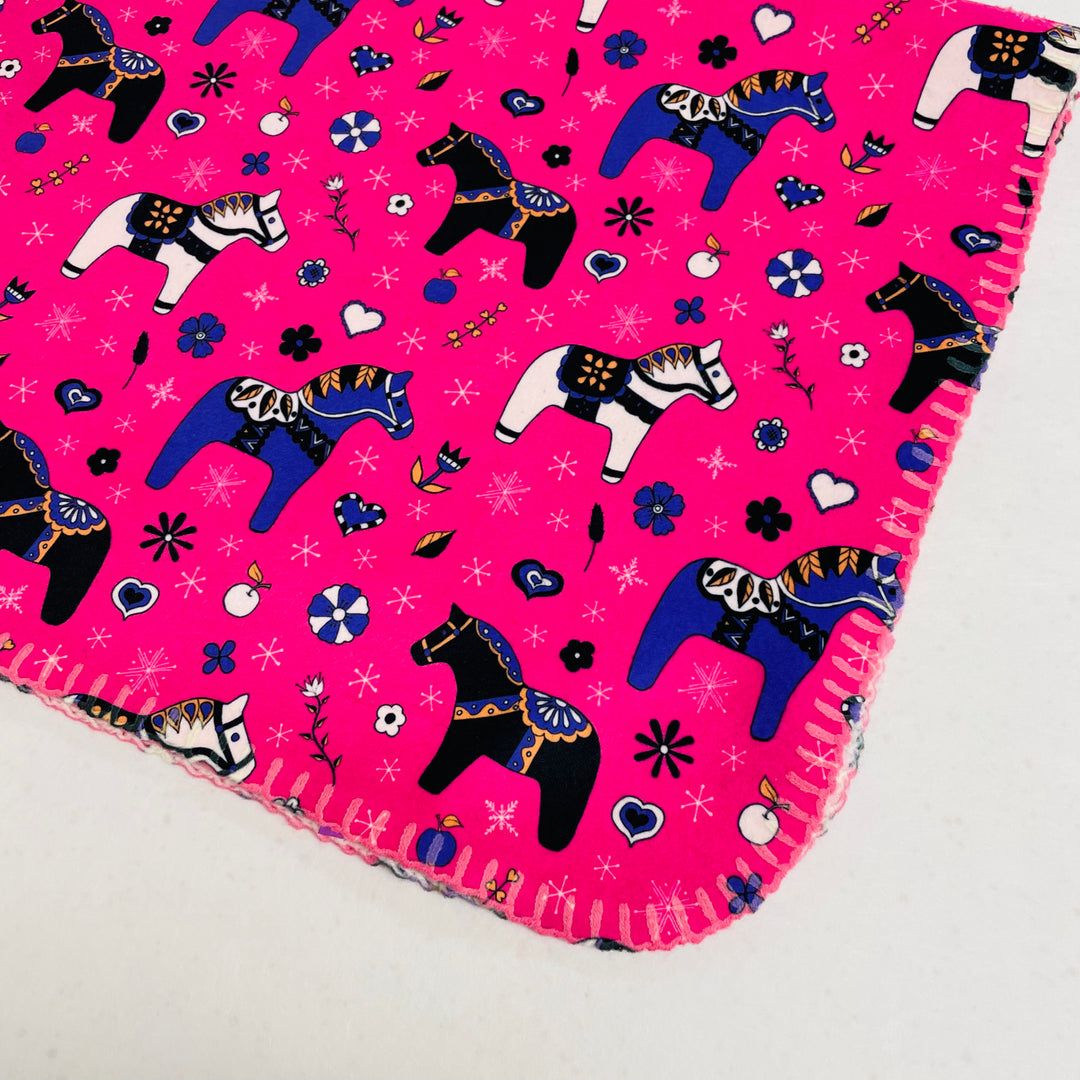 Fleece Baby Blanket - Dala horses