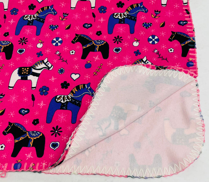 Fleece Baby Blanket - Dala horses