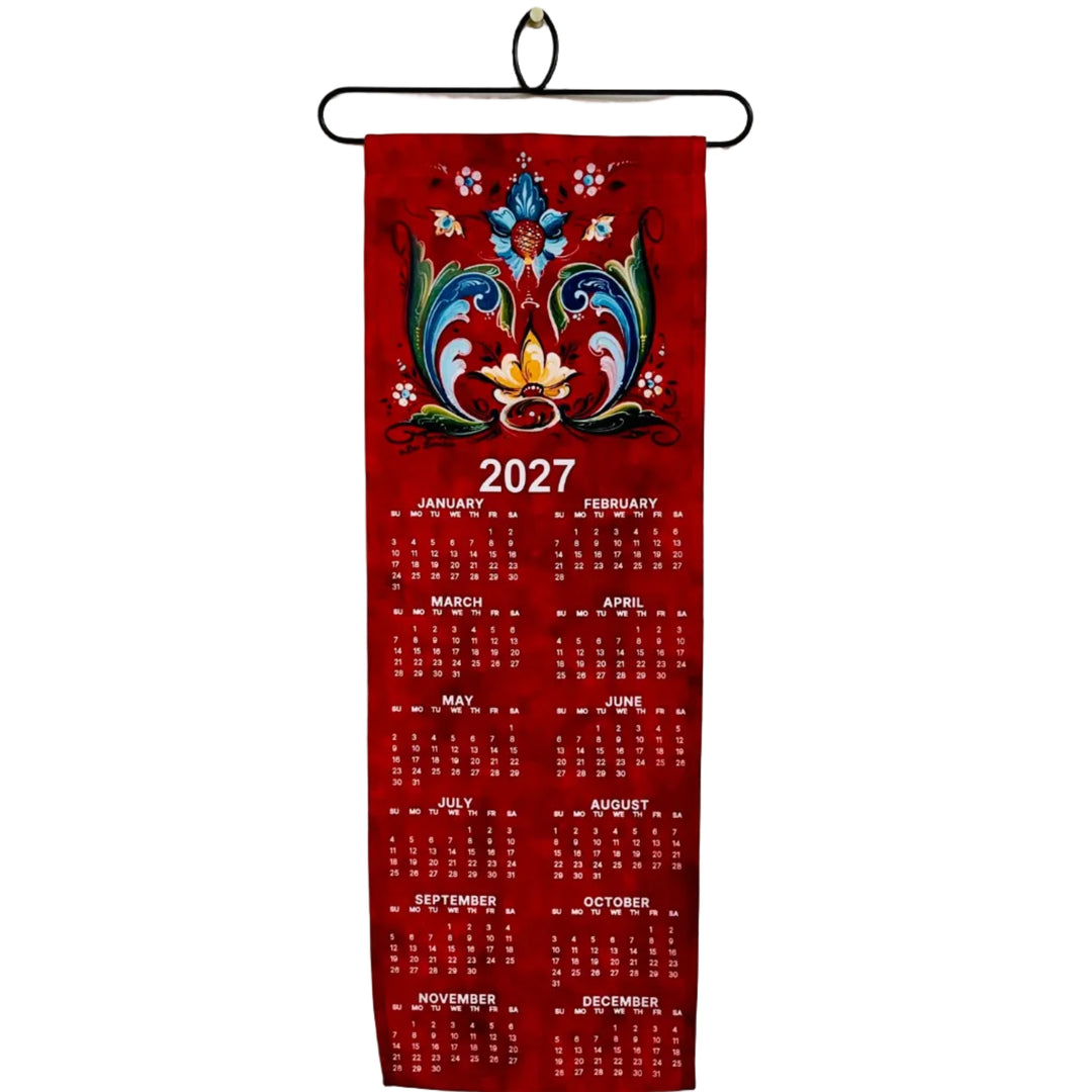 2027 Lise Lorentzen Rosemaling Fabric Wall Hanging Calendar