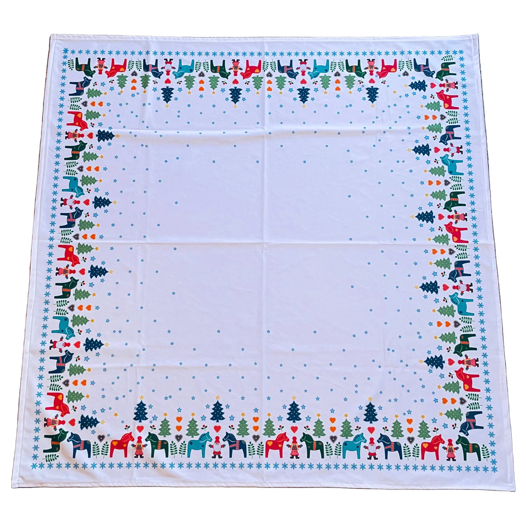 Eva Melhuish Dala Horses Tree & Tomtar Tablecloth 41"