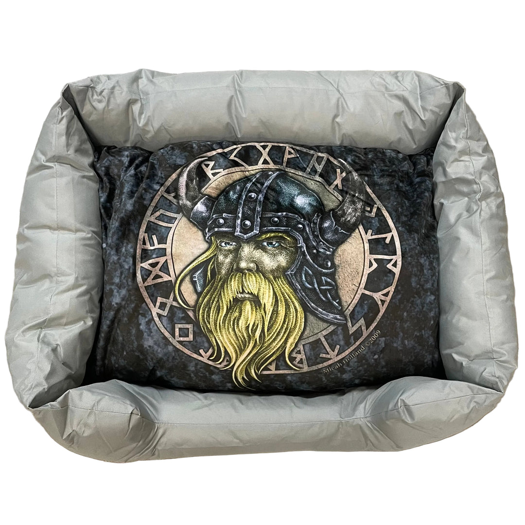 Oxford Cloth Padded Pet Bed with Viking & Runes