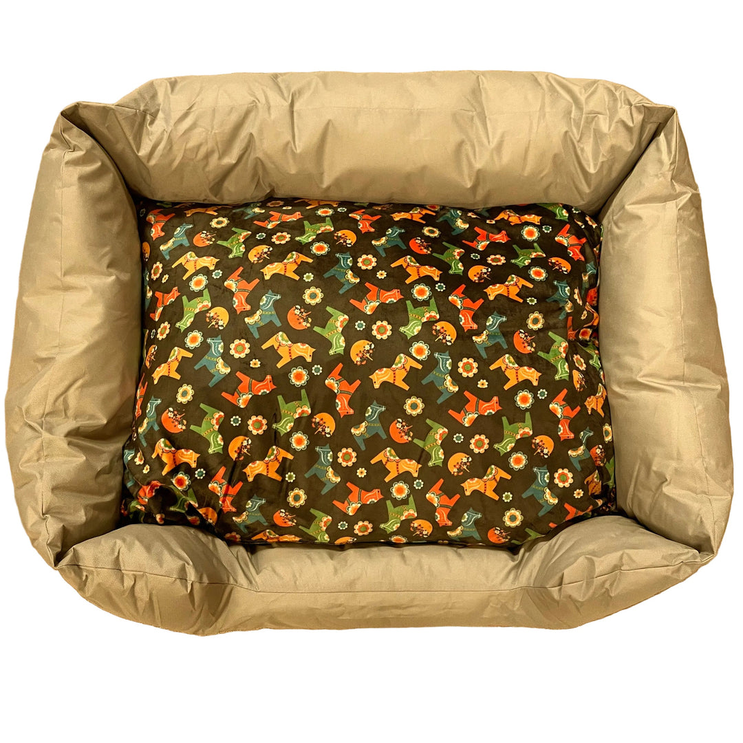 Oxford Cloth Padded Pet Bed with Dala Horses