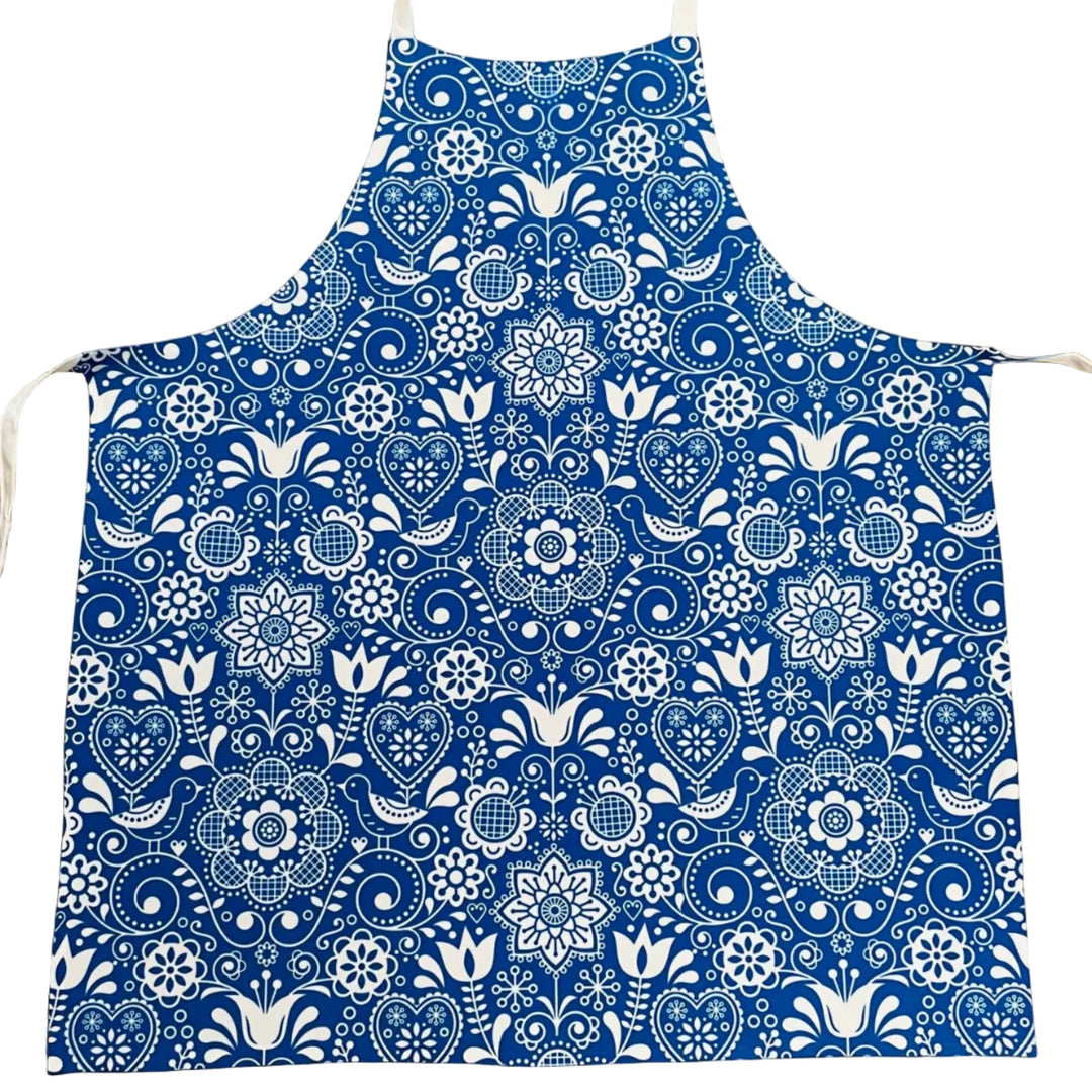Apron - Folk Art on Blue