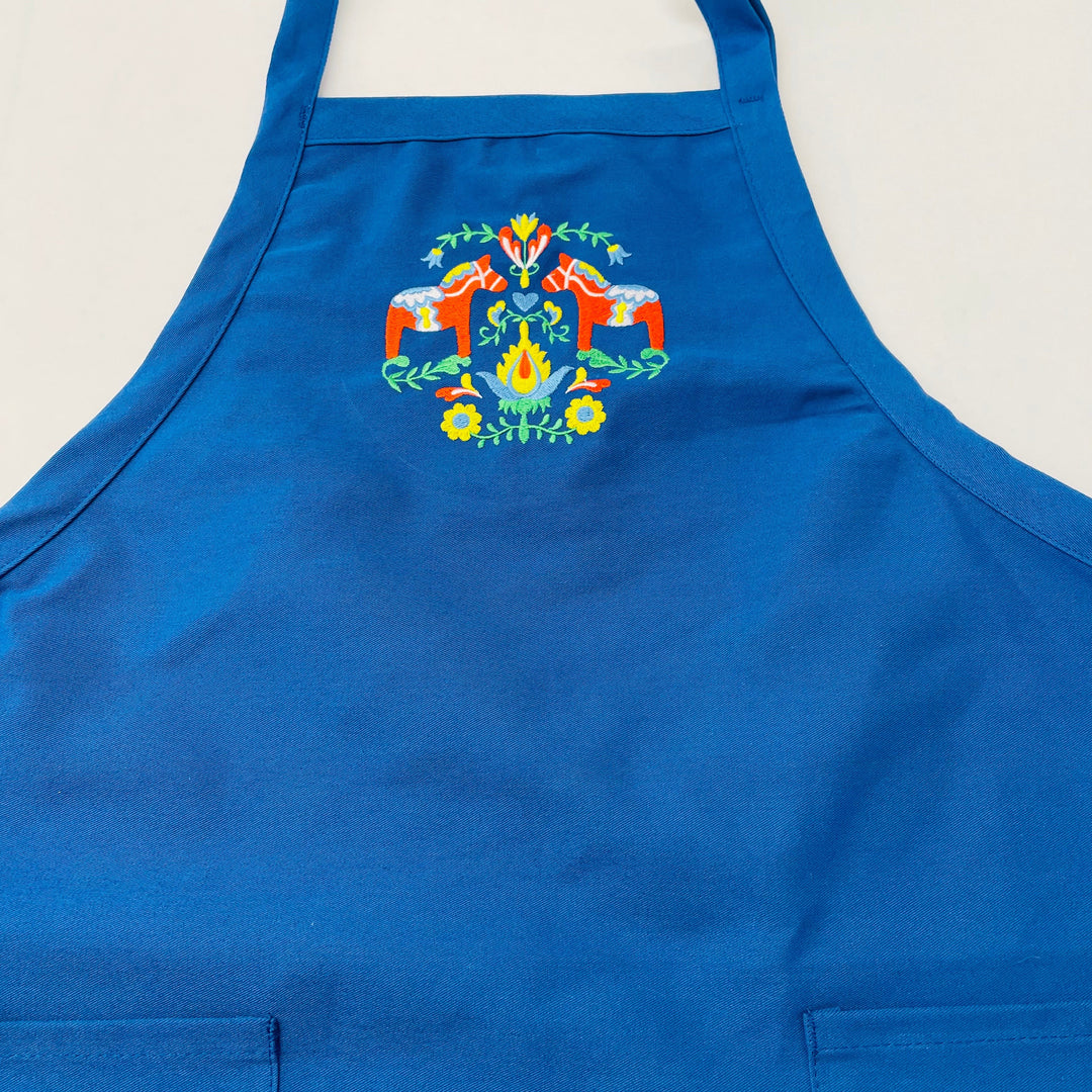 Apron - Embroidered Dala Horse & Flowers