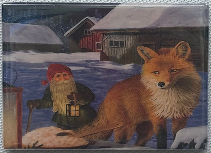 Rectangle Magnet, Jan Bergerlind Tomte with fox