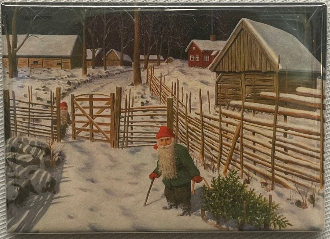 Rectangle Magnet, Jan Bergerlind Tomte with tree