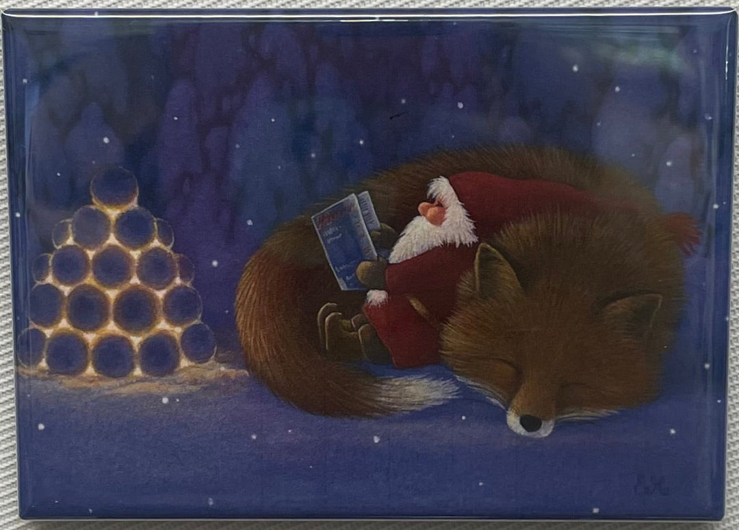 Rectangle Magnet, Eva Melhuish Tomte reading with Fox