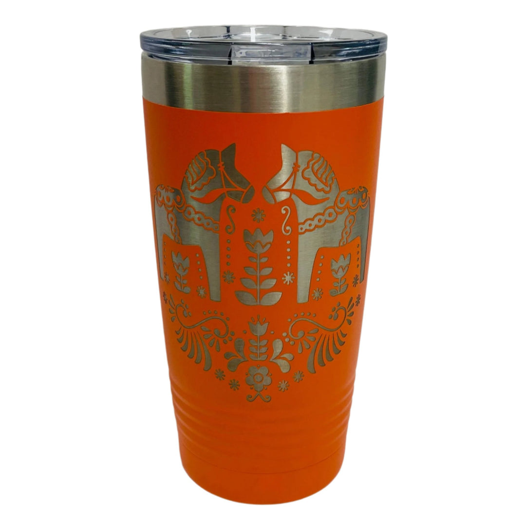 Dala Horses on Orange 20 oz Stainless Steel hot/cold Cup