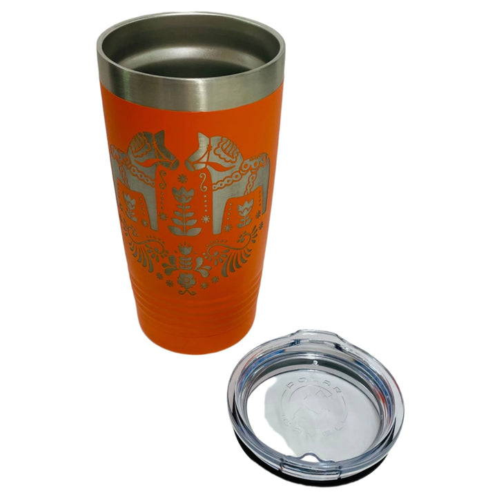 Dala Horses on Orange 20 oz Stainless Steel hot/cold Cup