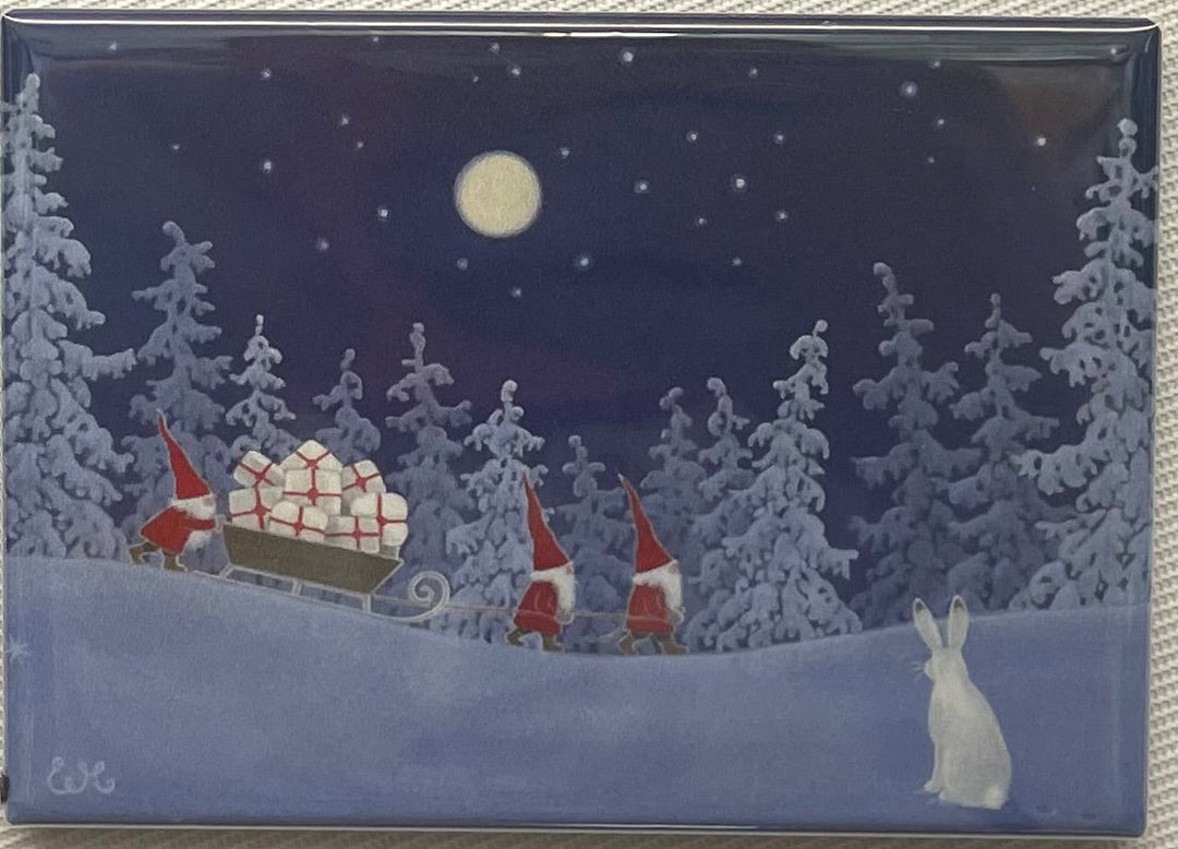 Rectangle Magnet, Eva Melhuish Tomtar Bringing gifts