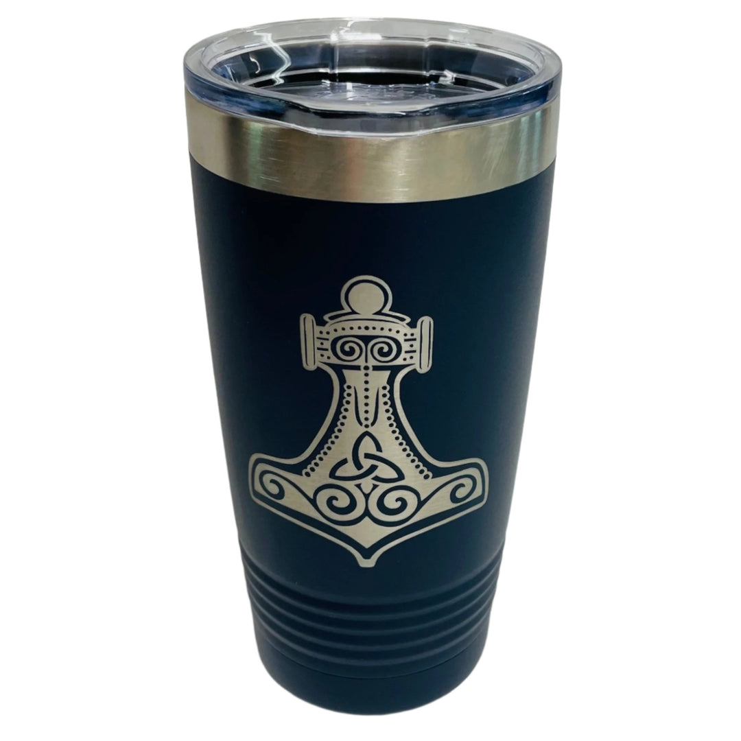 Thor's hammer on Black 20 oz Stainless Steel hot/cold Cup