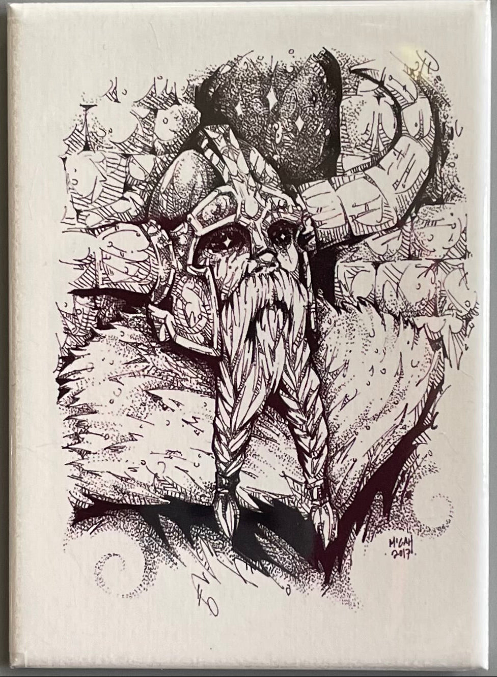 Rectangle Magnet, Micah Holland Viking with braided beard