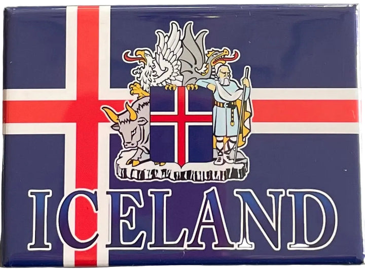 Rectangle Magnet, Iceland Flag with Crest