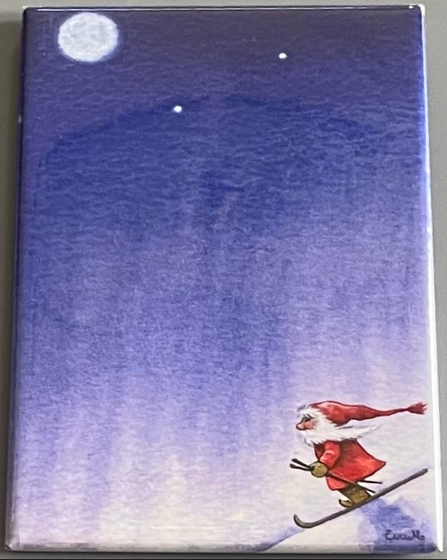 Rectangle Magnet, Eva Melhuish Tomte Skiing in the Moonlight