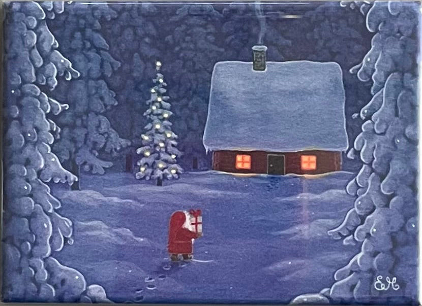 Rectangle Magnet, Eva Melhuish Tomte Bringing gifts