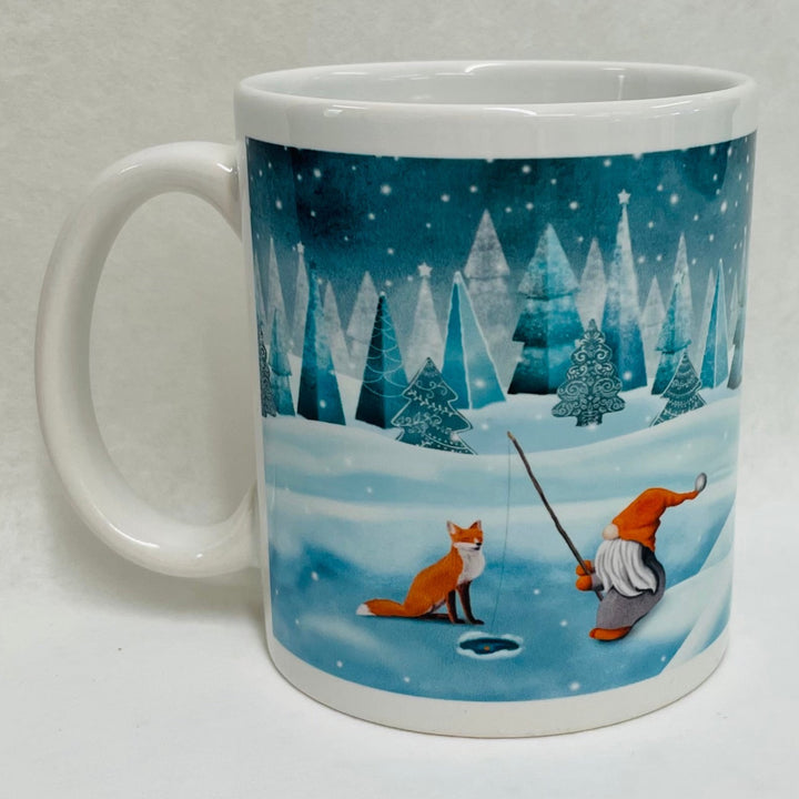 Gnome & Fox Fishing coffee mug