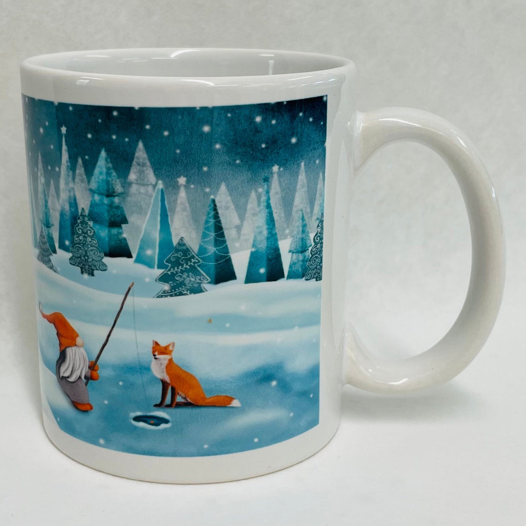 Gnome & Fox Fishing coffee mug