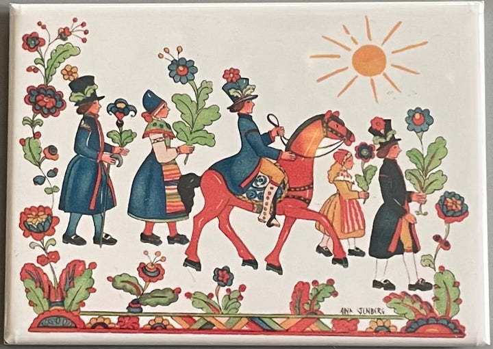 Rectangle Magnet, Swedish Folk Costume People