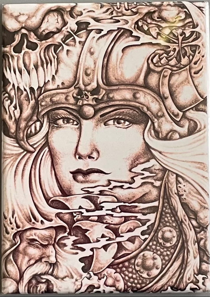 Rectangle Magnet, Micah Holland Viking lady with Ship